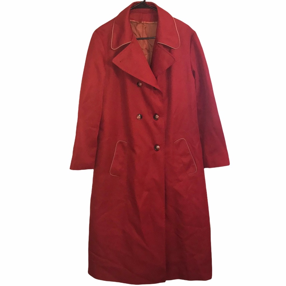 Vintage Red Double-Breasted Trench Coat